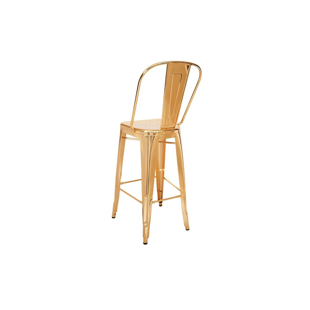 Metal Bar Stool with Gold Finish, Bistro-Style