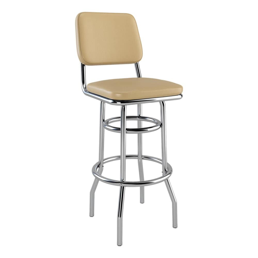 Laterca Diner Bar Stool with Chrome Double Ring Frame