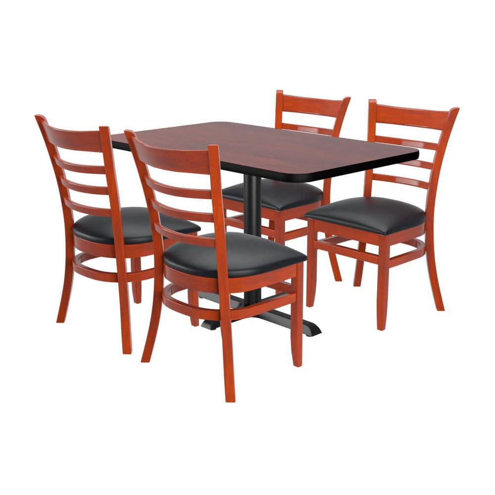 Ladder-Back Wood Chair Set of 4 with Rectangle Reversible Table