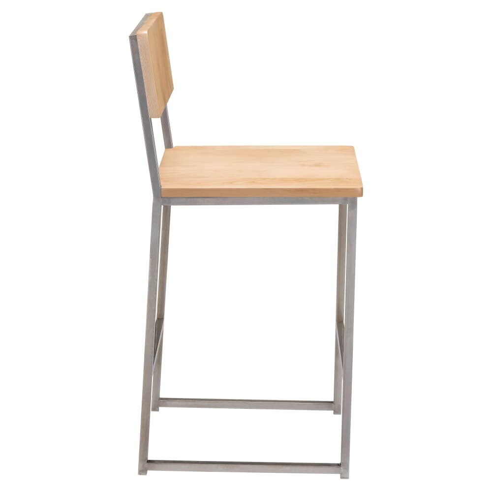 Indy Bar Stool in Metal with Wood Back and Clear Coat Finish