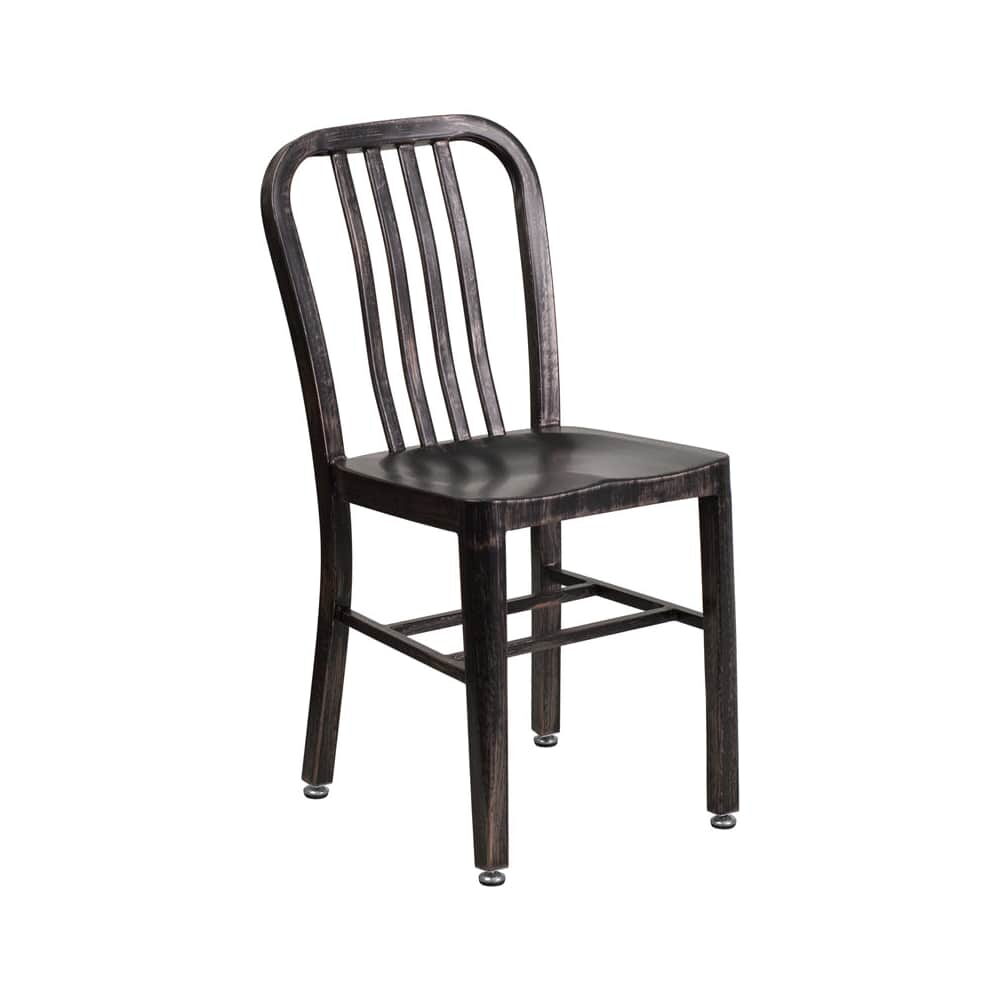 Metal Patio Chair with Distressed Black Finish