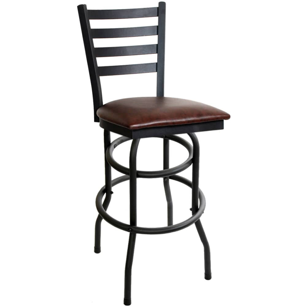 Swivel Bar Stool with Ladder-Back and Double Ring