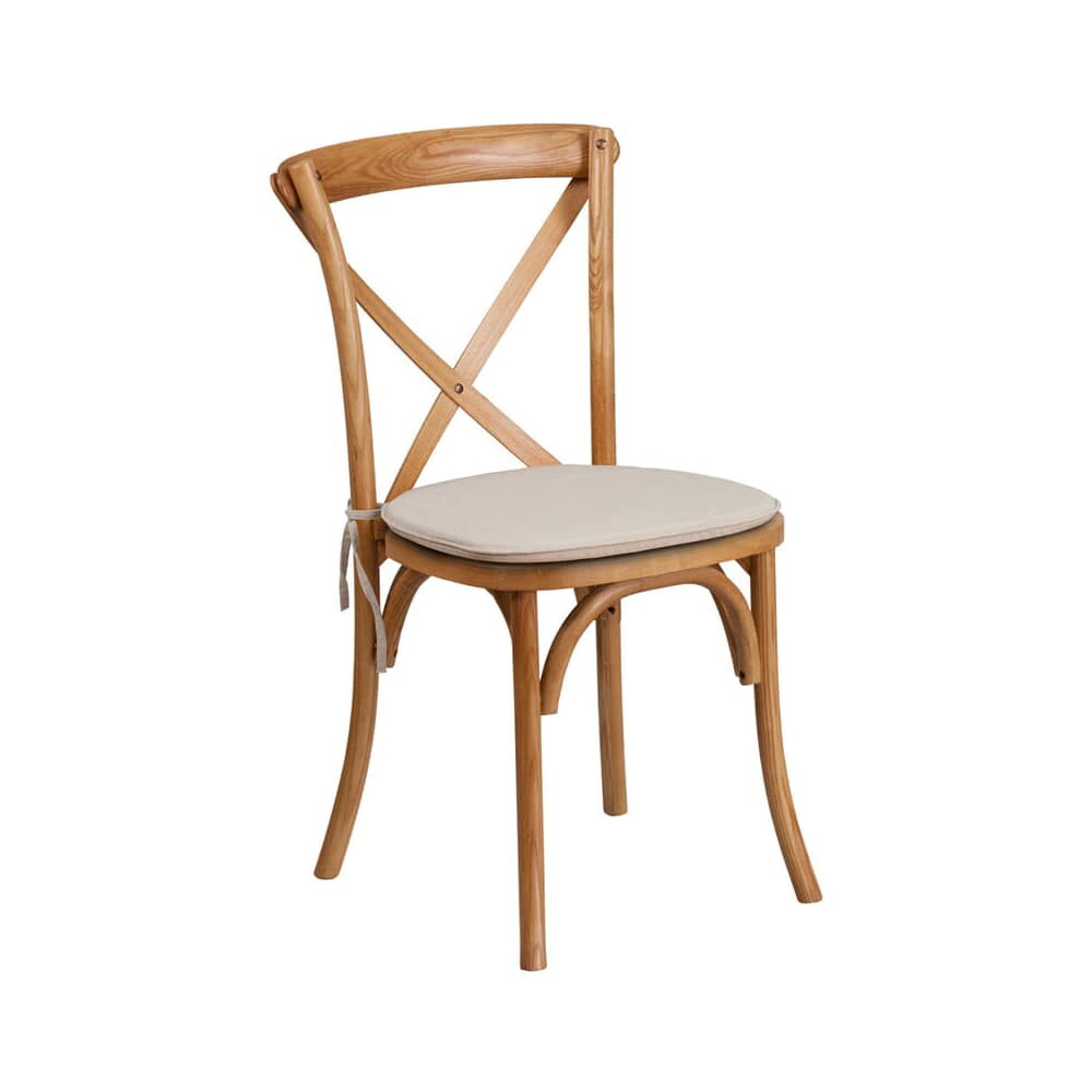 Stackable Wood Chair with X-Back and Cushioned Seat