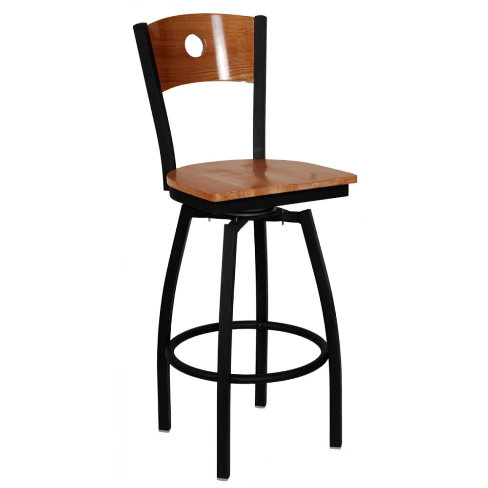 Metal Swivel Bar Stool with Interchangeable Circled Back