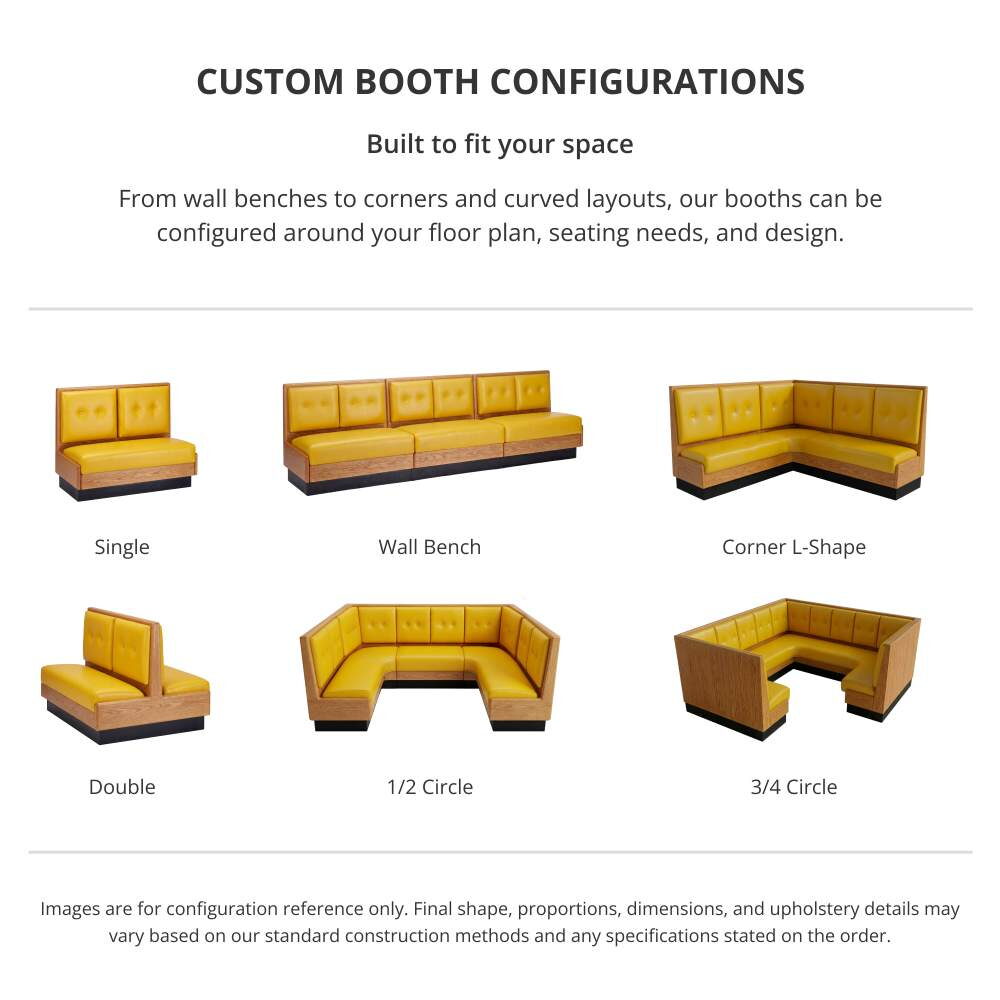 Booth with Upholstered 2 Panels Back, Wood