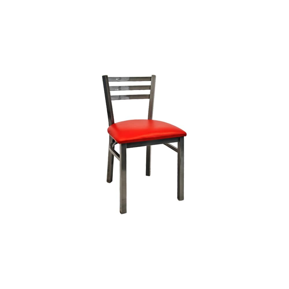 Metal Chair with 3 Slats, Light Silver Ladder-Back