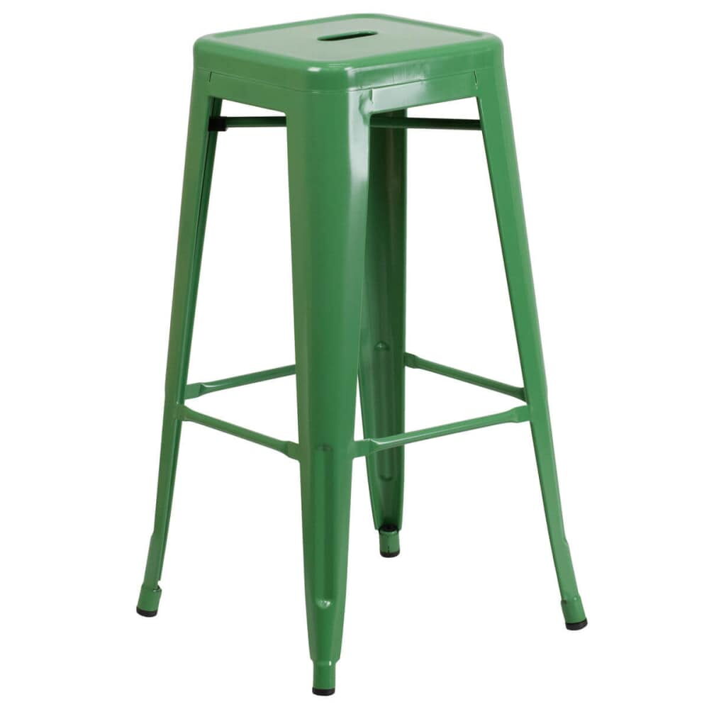 Bistro-Style Bar Stool, Backless in Green