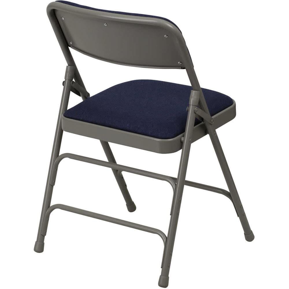 Metal Folding Chair, Curved Triple-Braced Upholstered, Fabric Vinyl Seat