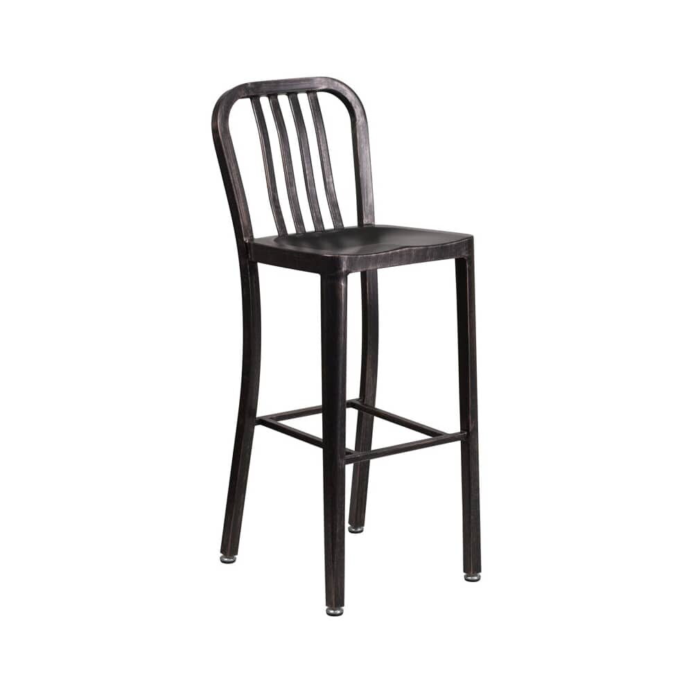 Bar Stool in Metal with Distressed Black Finish