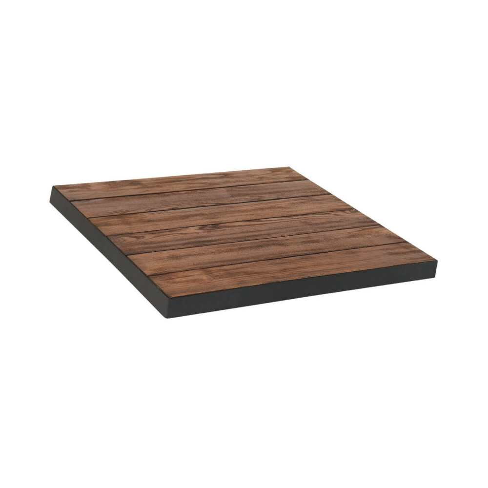Table Top in Teak Wood with Metal Edge