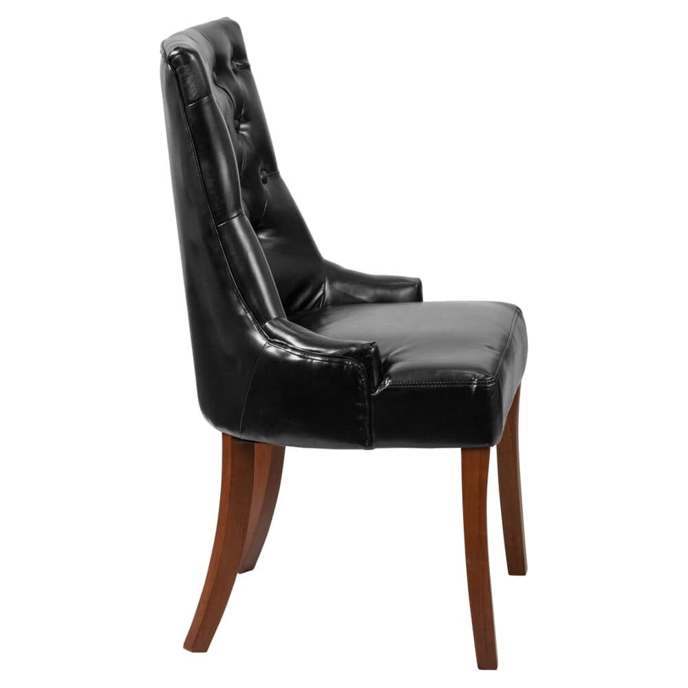 Parsons Chair in Wood, Extra Wide Button-Tufted