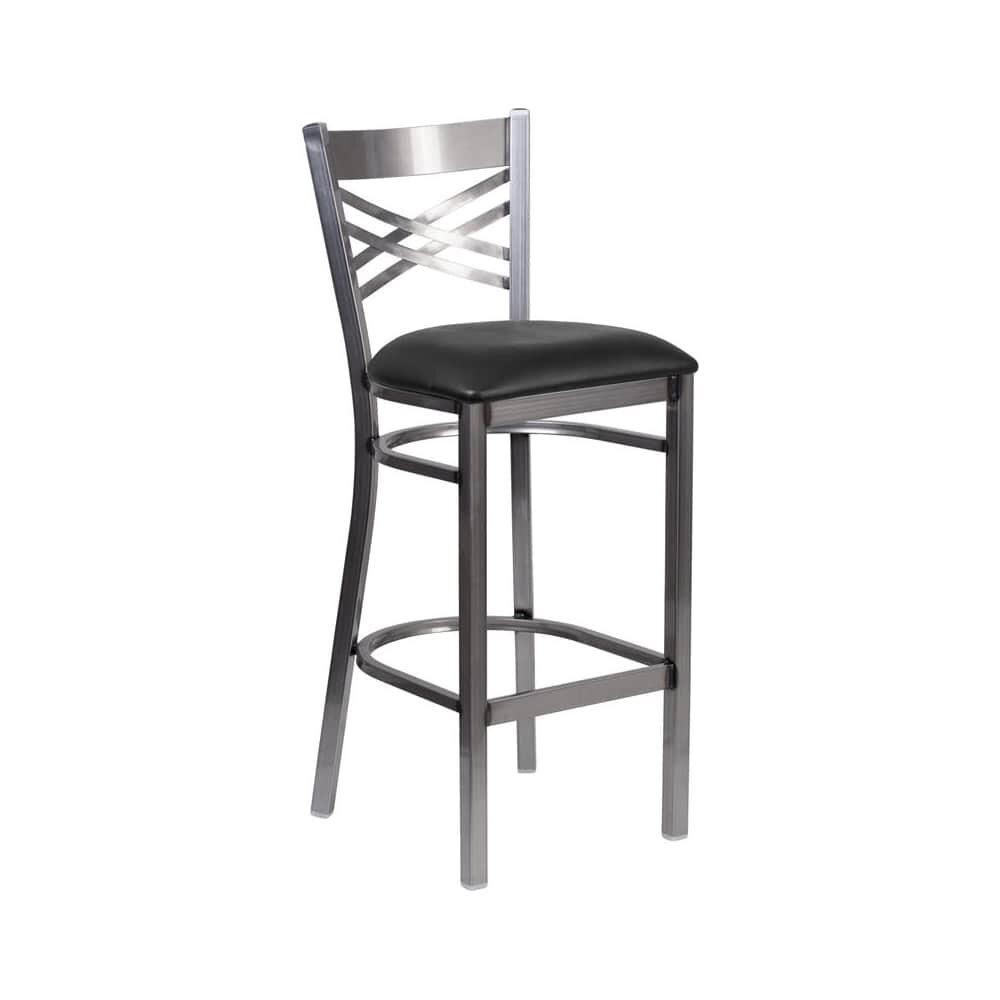Metal Bar Stool with X-Back and Clear Coated Finish
