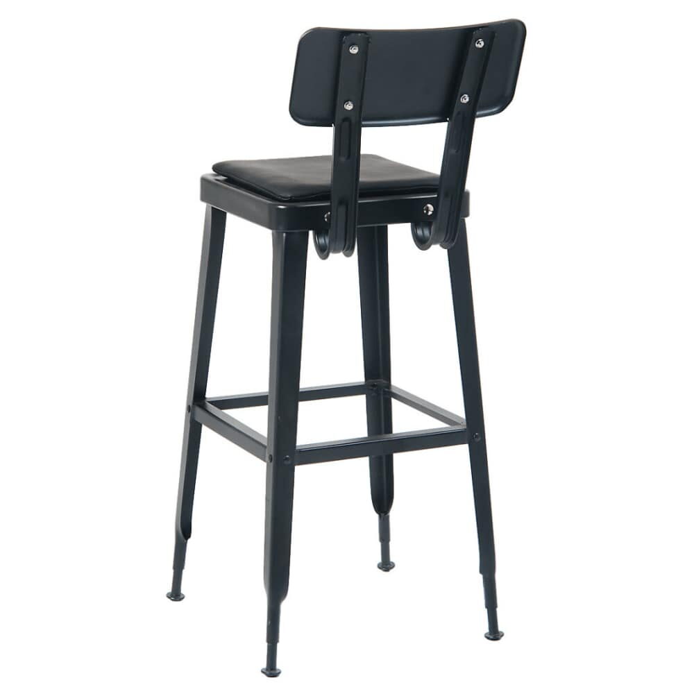 Laurie Metal Bar Stool in Black Finish, Bistro-Style