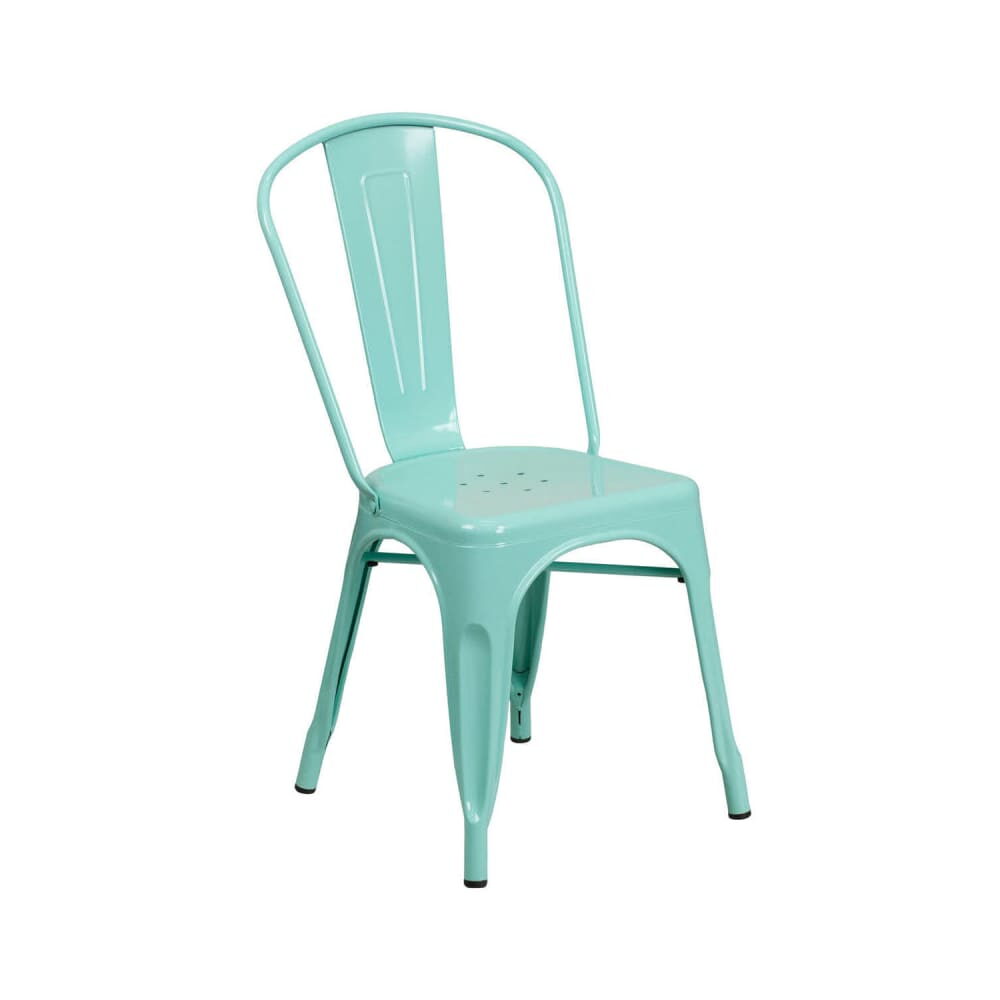Metal Chair in Light Blue, Bistro-Style