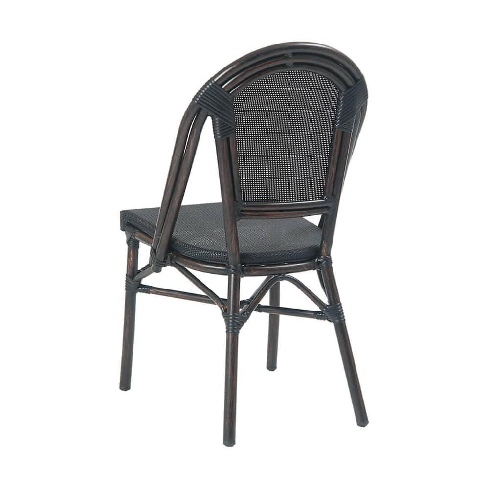Bamboo Patio Chair with Black Rattan and Frame, Aluminum