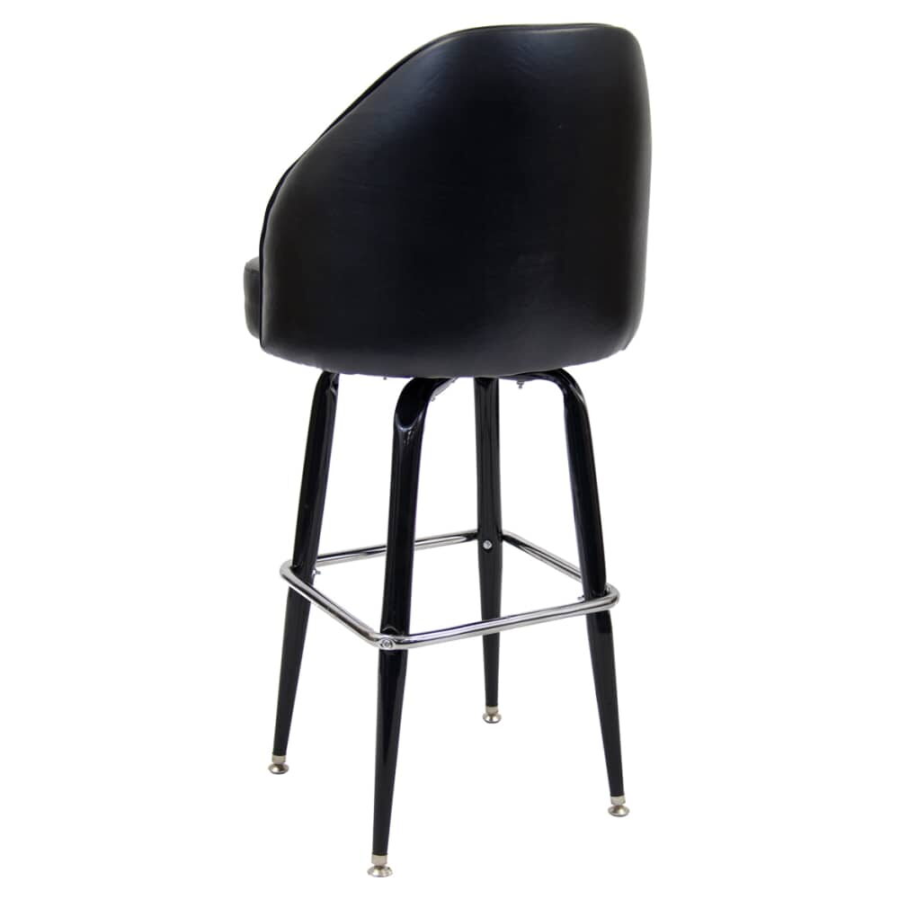 Bar Stool with Extra Curved Bucket Seat, Swivel, Black Coated Frame