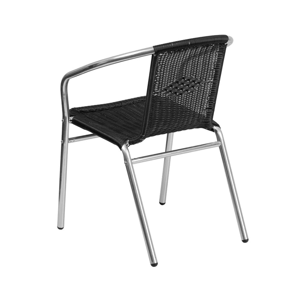 Patio Chair in Aluminum with Black Rattan