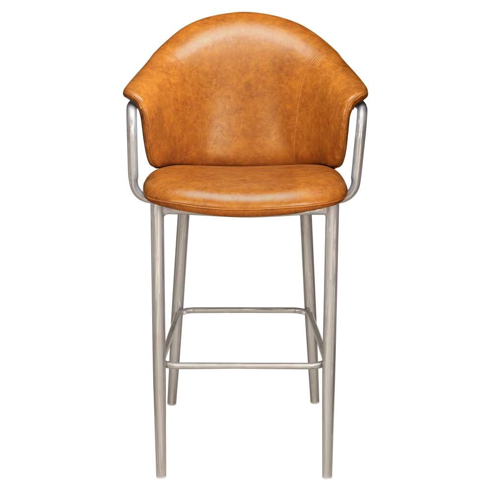 Kova Bar Stool in Metal with Arms and Clear Coat