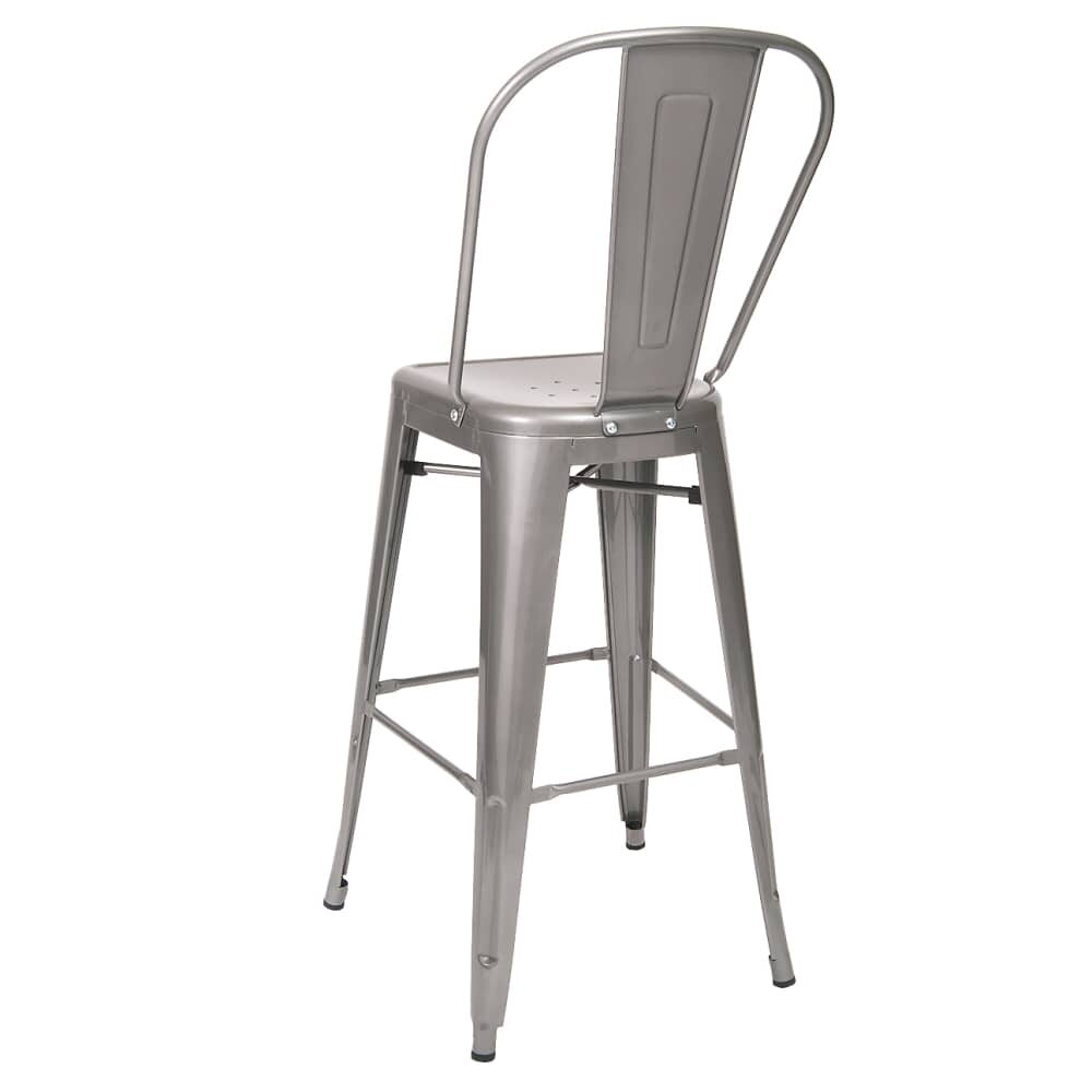 Metal Bar Stool with Clear Finish, Bistro-Style