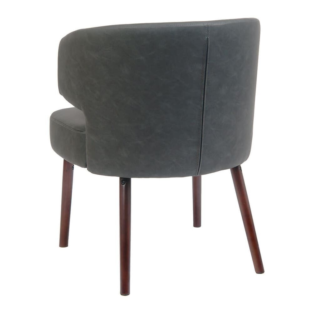 Lounge Chair with Mahogany Wood Legs, Dark Gray Vinyl