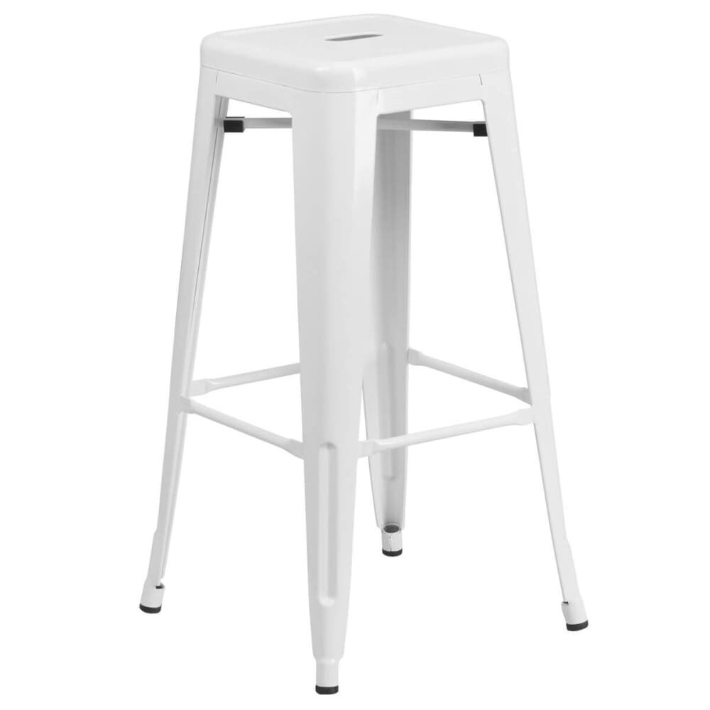 Bistro-Style Bar Stool, Backless in White