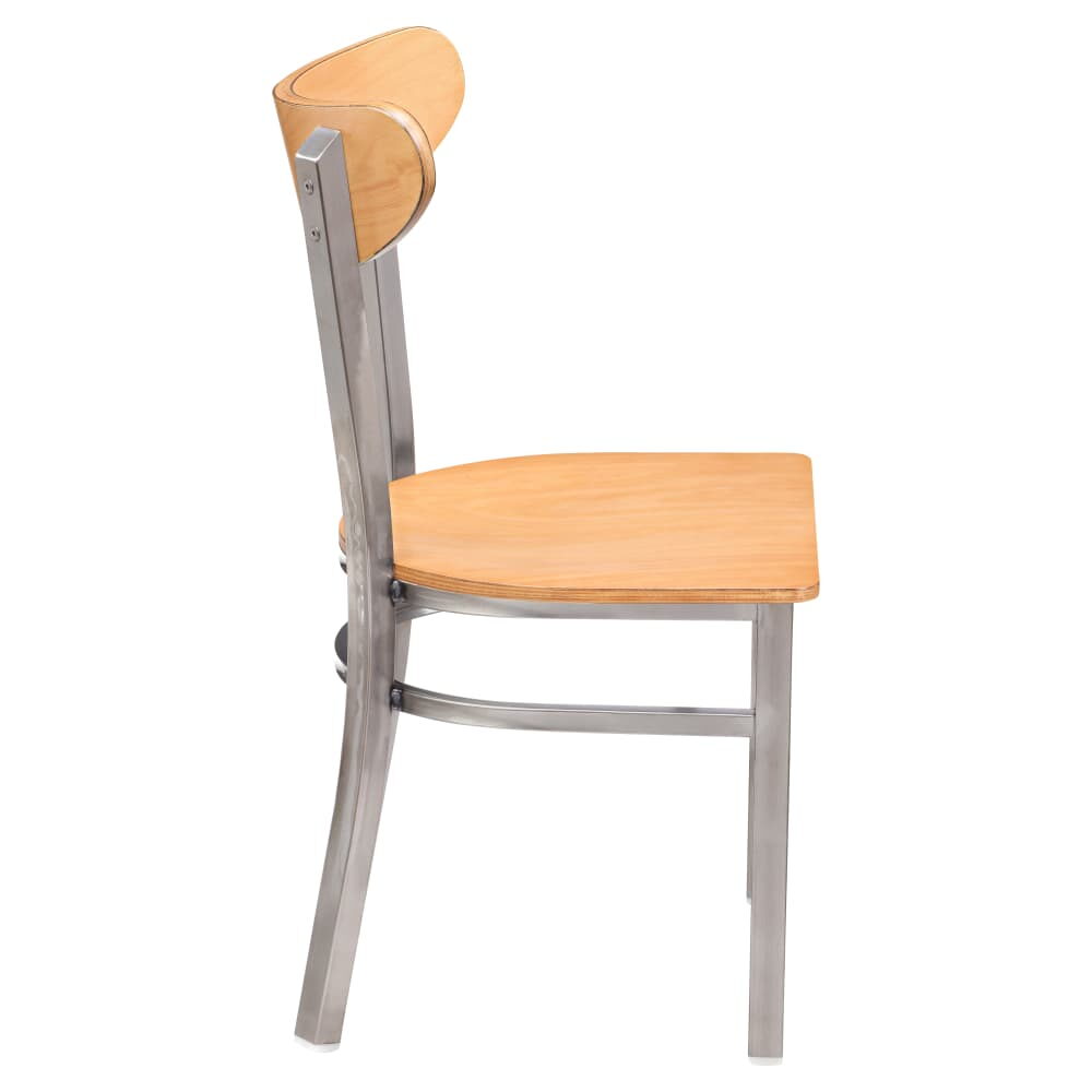 Chair in Clear Coat with Wood Back, Curvy