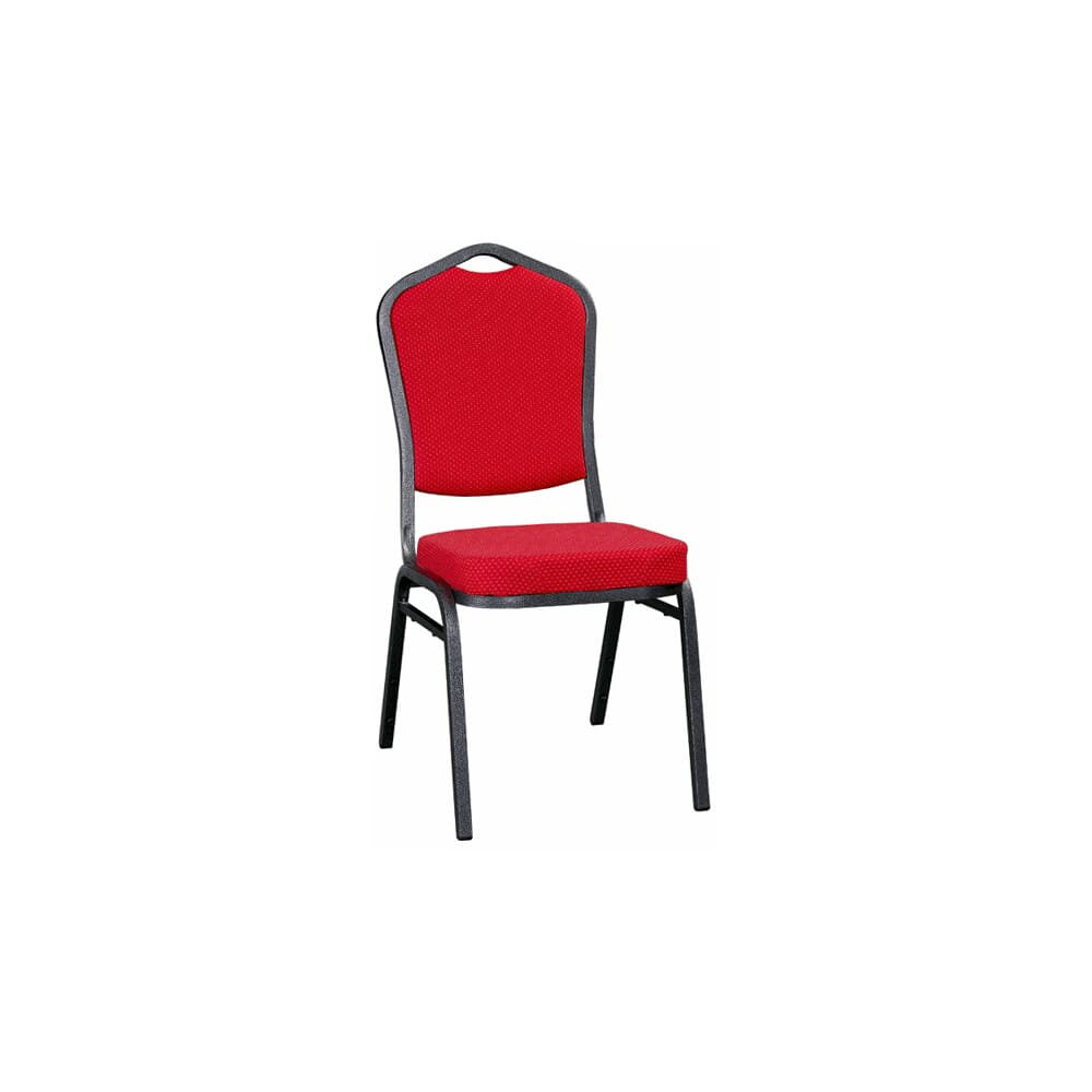 Stack Chair with Red Fabric, Silver Vein Metal Frame