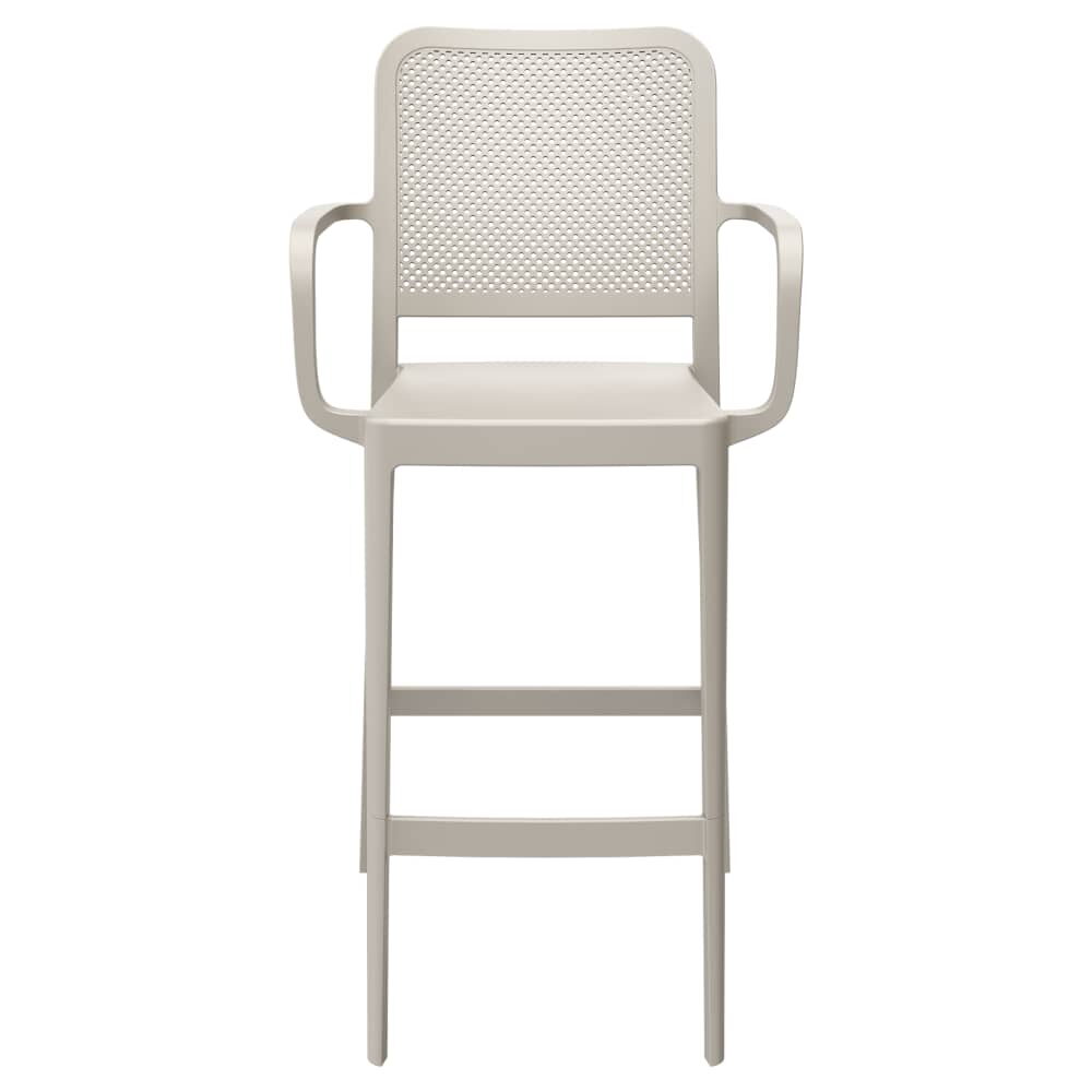 Rowan Outdoor Bar Stool in Perforated Resin with Arms
