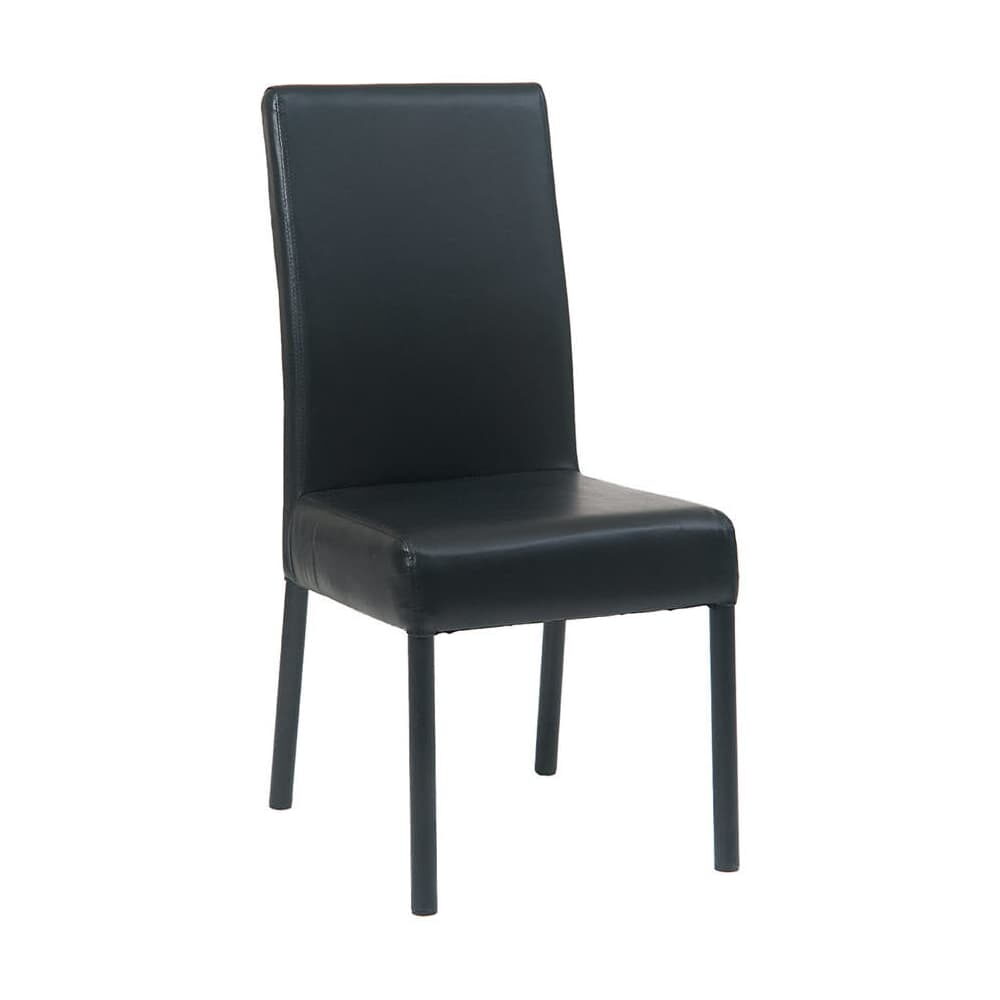 Parsons Lounge Chair in Metal with Black Finish and Black Vinyl