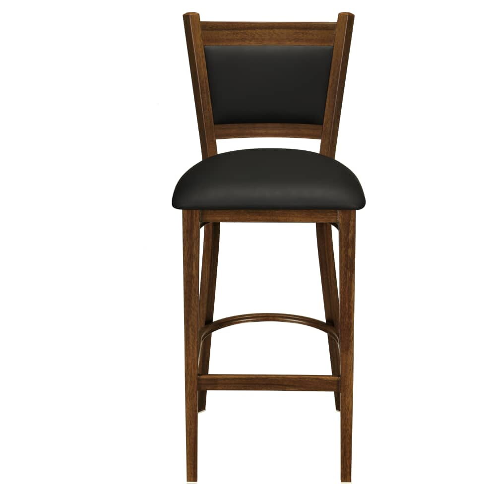 Padded Bar Stool in Metal with Wood Look Finish