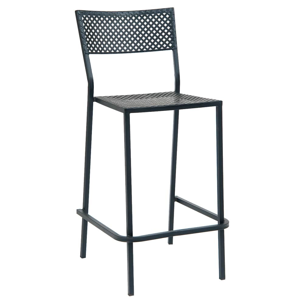 Bar Stool, Black Checkered Outdoor Metal