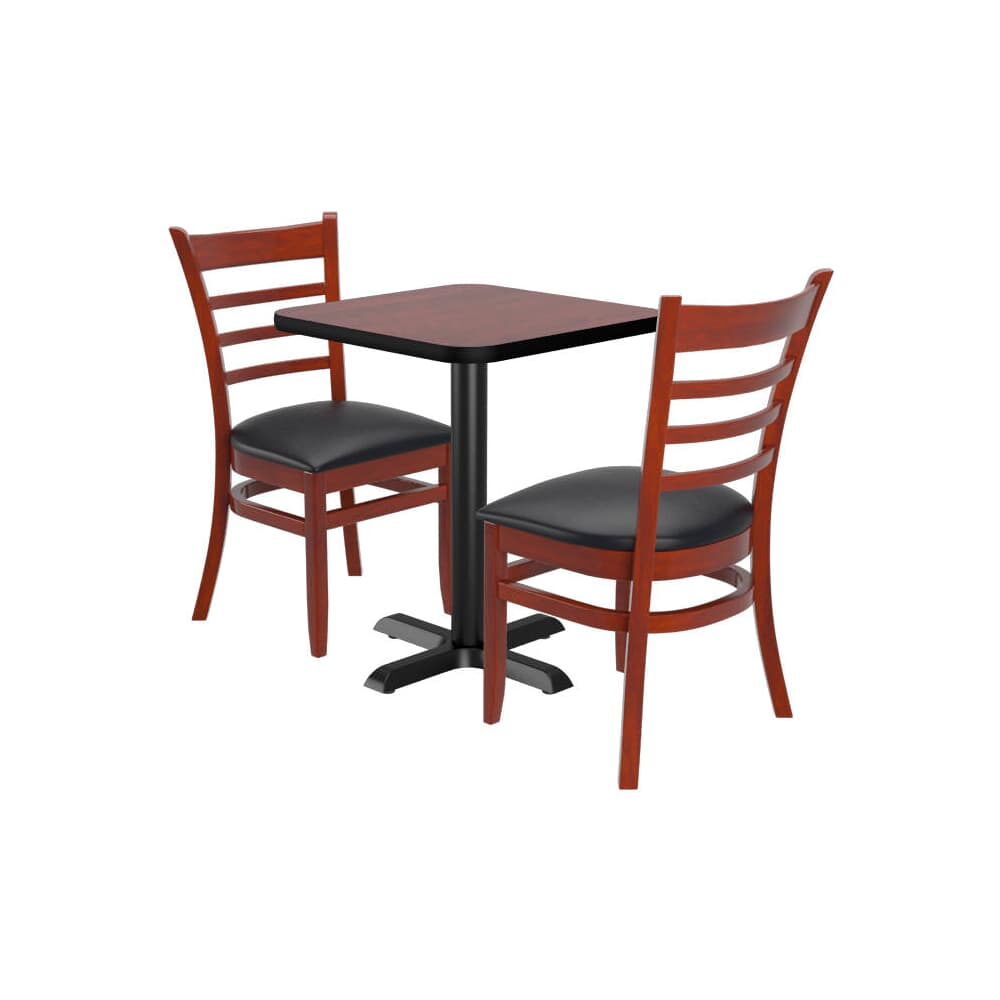 Ladder-Back Wood Chairs Set of 2 with Square Reversible Table
