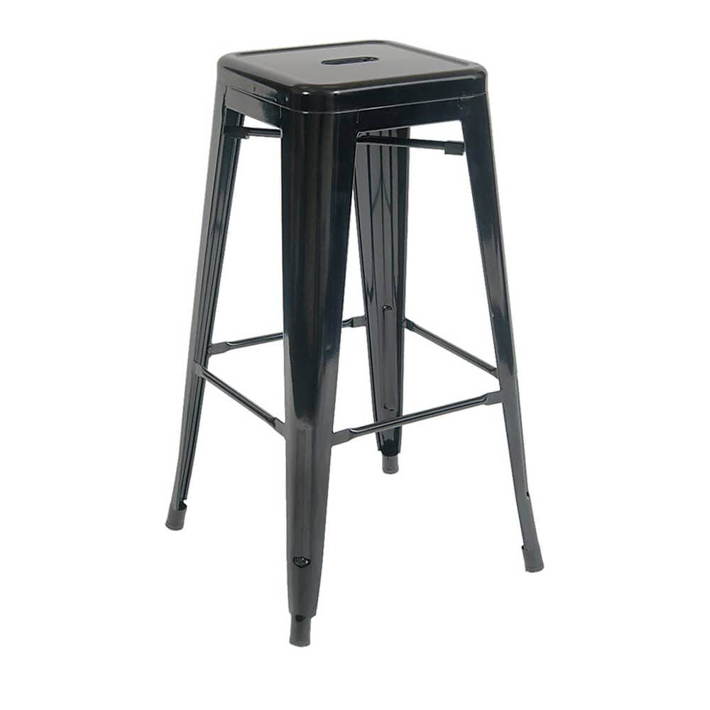 Backless Bar Stool, Bistro-Style Metal in Black Finish