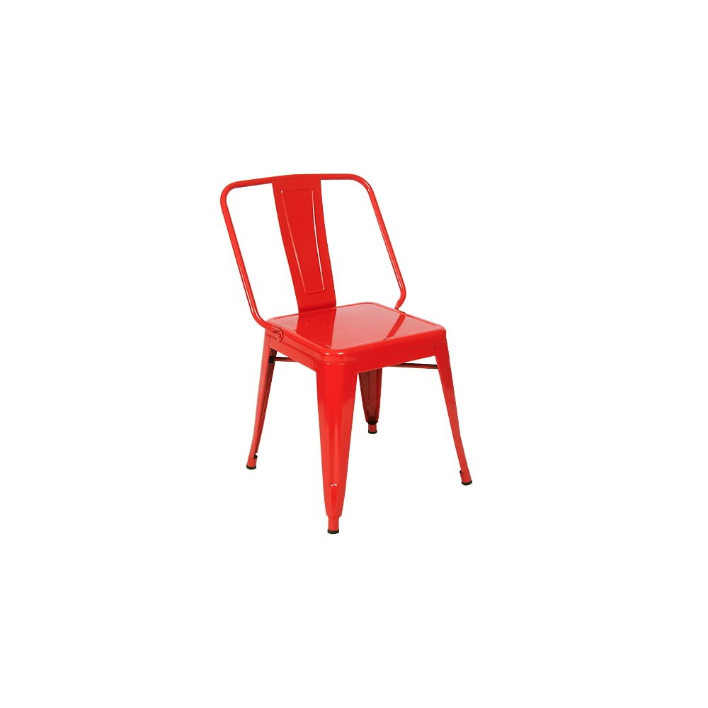 Metal Chair with Red Finish, Extra Wide Bistro-Style