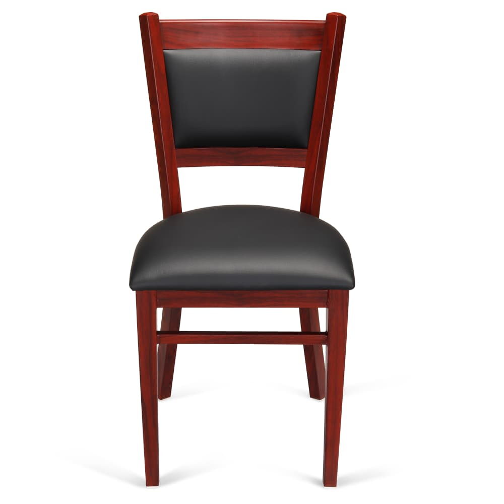 Metal Chair with Padded Back, Wood Look Finish