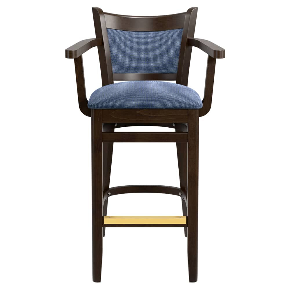 Wood Bar Stool with Padded Back and Arms
