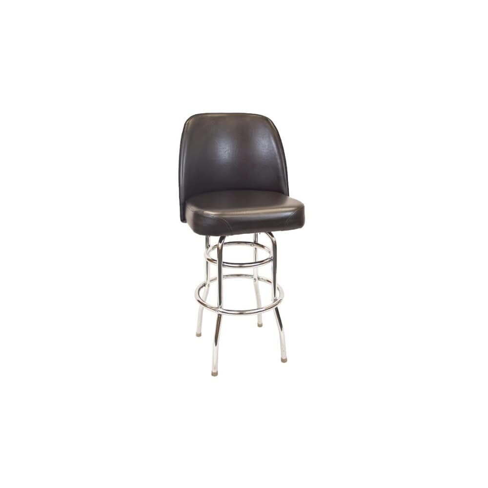 Swivel Bar Stool with Chrome Double Ring Frame and Extra Large Seat