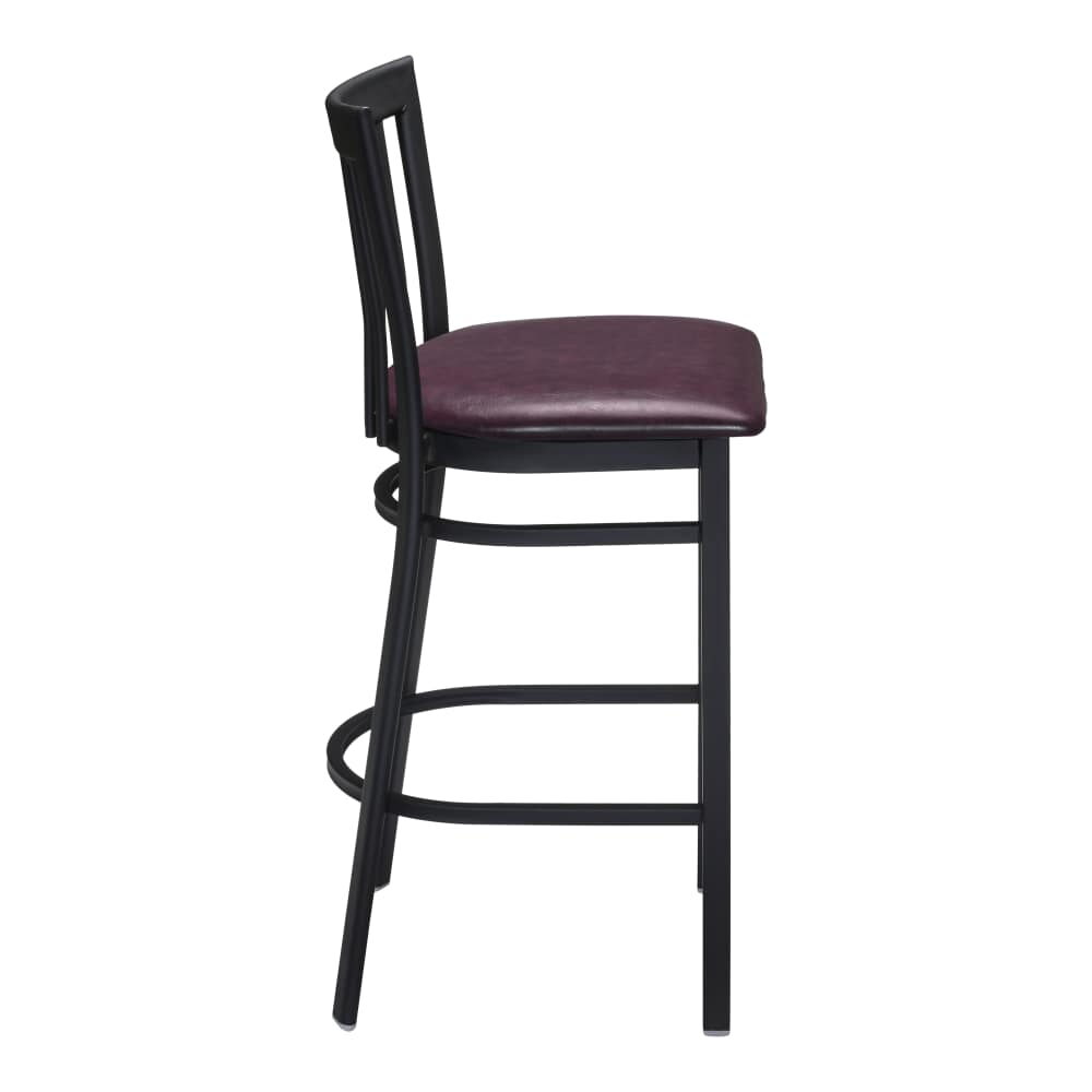 Metal Bar Stool with Elongated Vertical Slat-Back