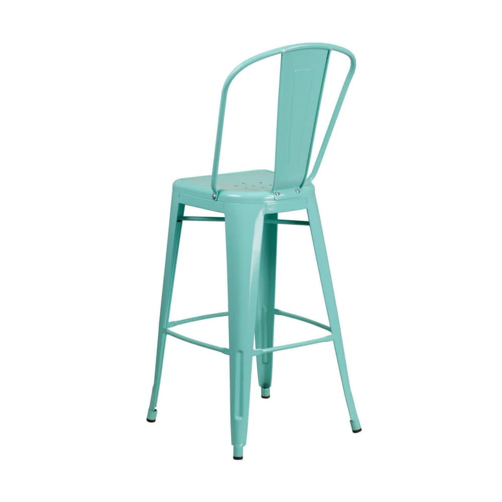 Metal Bar Stool in Light Blue, Bistro-Style