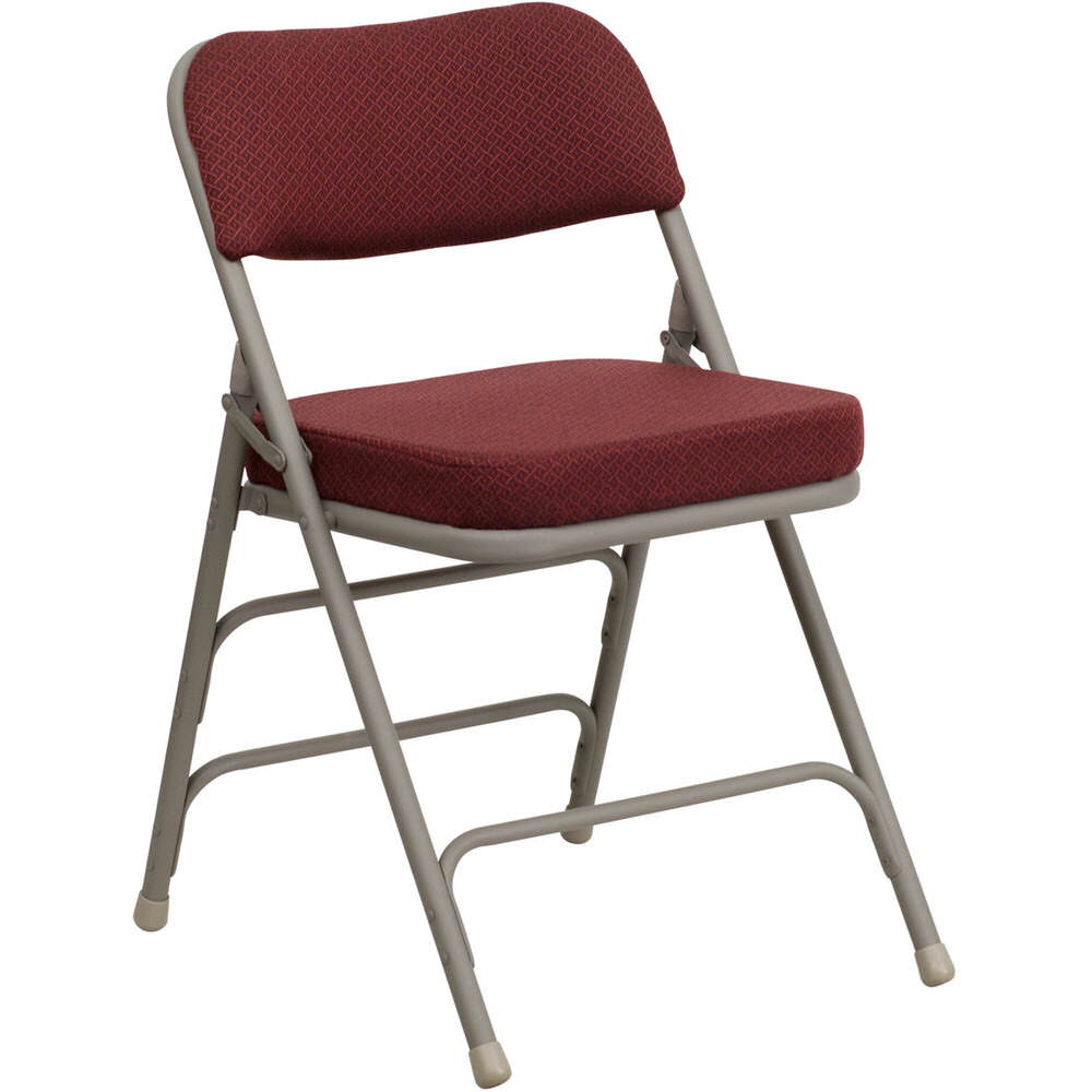 Metal Folding Chair with Fabric Seat, Curved Triple-Braced Upholstered