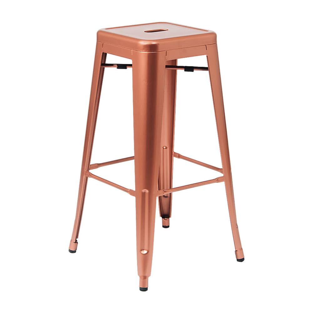 Backless Bar Stool, Bistro-Style Metal in Copper Finish
