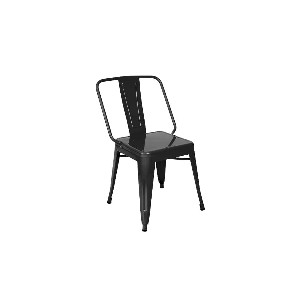 Metal Chair with Black Finish, Extra Wide Bistro-Style