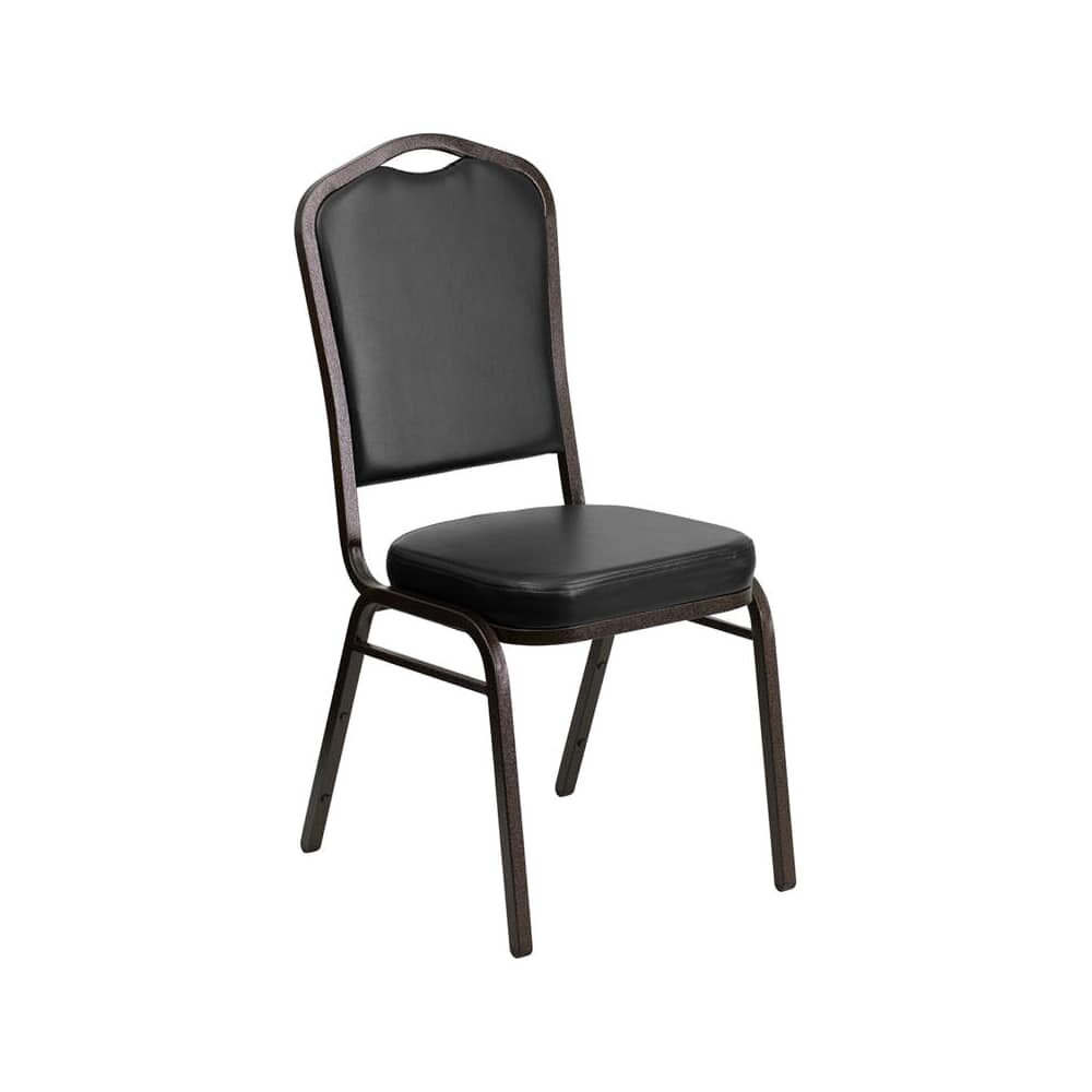 Metal Stack Chair in Gold Vein with Black Vinyl