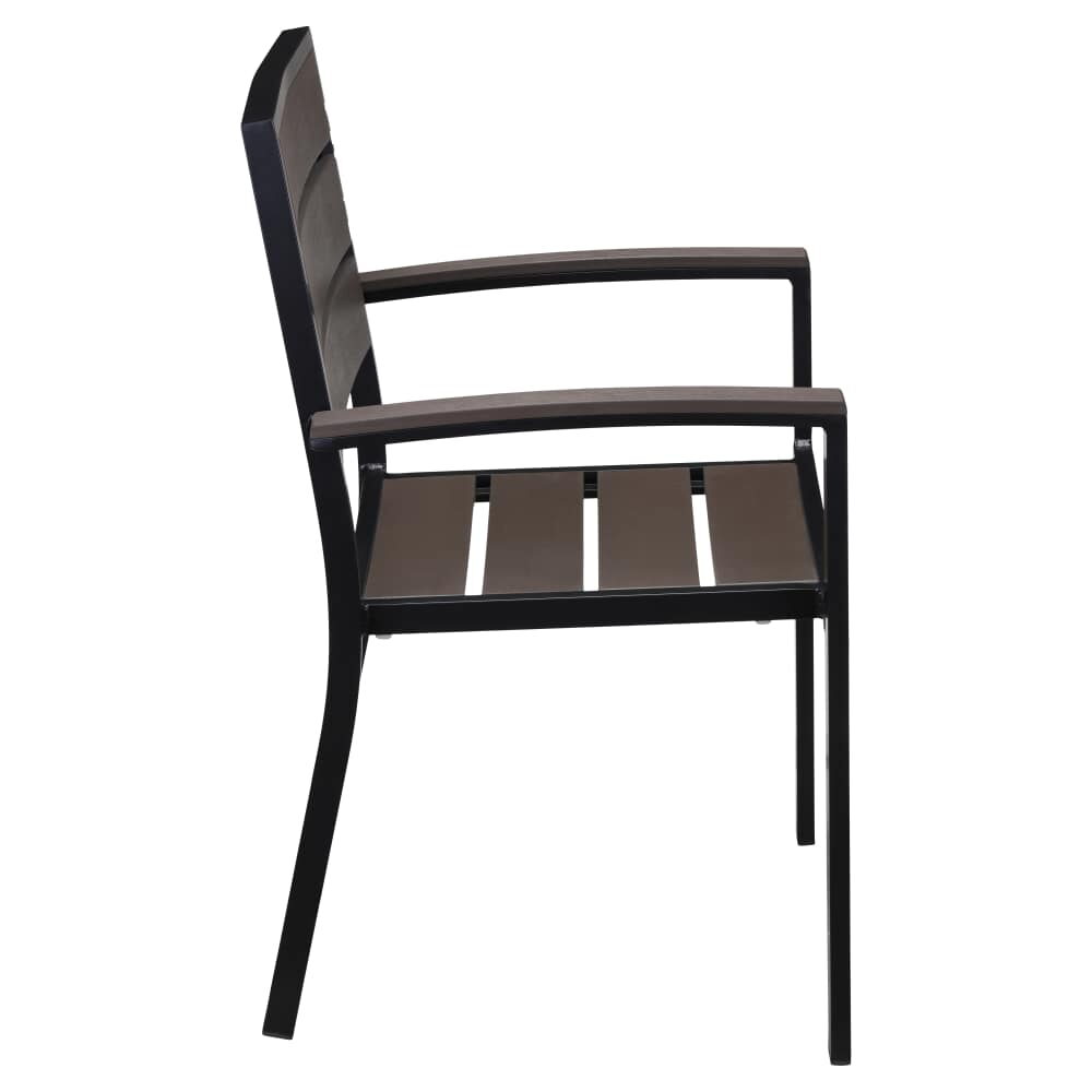 Armchair with Dark Walnut Faux Teak, Black Aluminum
