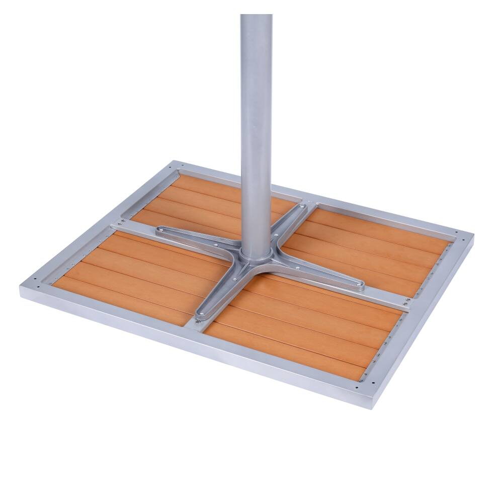 Patio Table with Faux Teak Top, Bar Height Aluminum