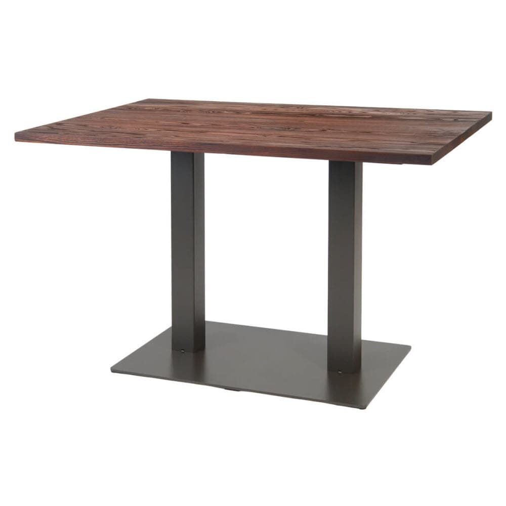 Table with Metal Base and Wood Top, Industrial Series