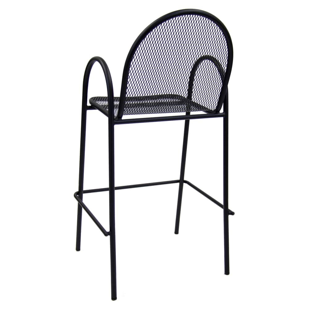 Arm Bar Stool with Black Metal Mesh for Patio