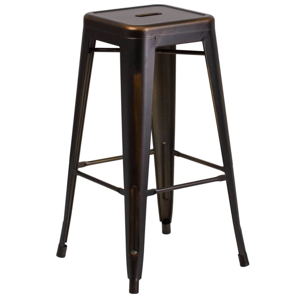 Bistro-Style Bar Stool, Backless in Distressed Bronze