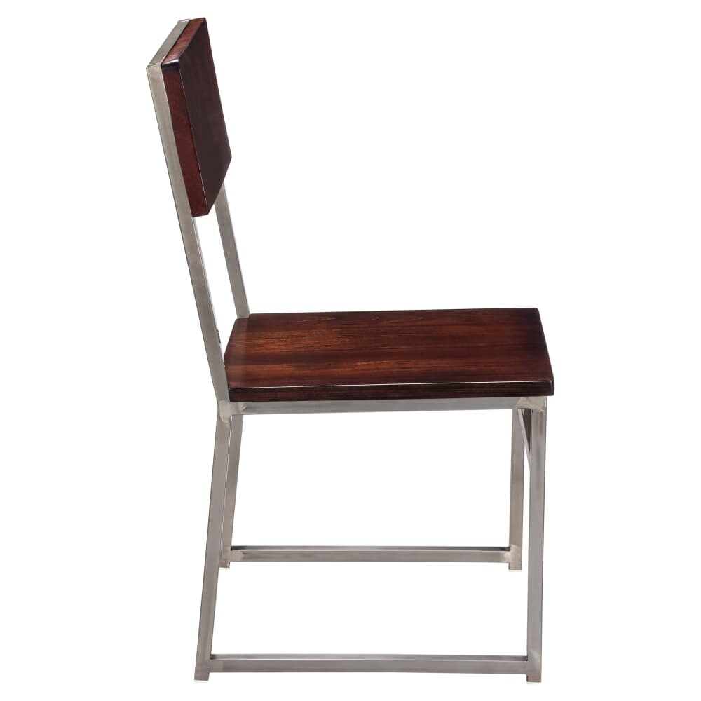 Indy Chair in Metal with Wood Back and Clear Coat Finish