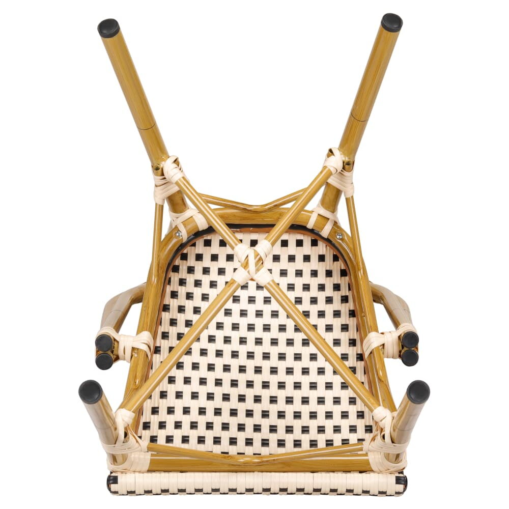 Bamboo Patio Chair with Black and Cream Faux Rattan, Aluminum